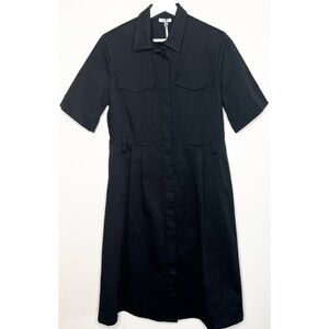 NWT PAROSH Black Cotton Pleated Dress Size Medium